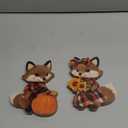 2 Pcs Fall Fox Figurine Thanksgiving Wooden Fox Figurines Table Decoration for Autumn Thanksgiving Gifts Home Office Centerpiece Decor Party Supplies (Classic Style)