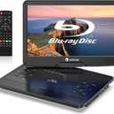 WONNIE 16.9" Portable Blu Ray Player with 14.1" 1080P Full HD Large Swivel Screen, Blu-ray DVD Player with HDMI Out & AV in, 4-5 Hours Rechargeable Battery, Support MP4, MOV Video & USB/SD Card