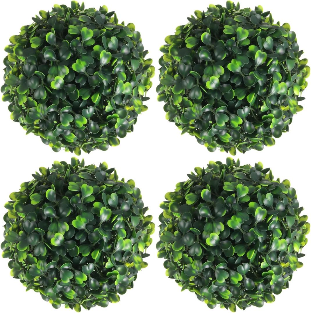 Hotop 4 Pcs 5 Inch Artificial Plant Topiary Ball 4 Layers Garden Spheres Boxwood Balls Artificial Topiaries Spheres Decorative Plants for Backyard, Balcony, Garden, Indoor Outdoor Decor(Green)
