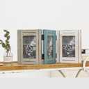 RiteSune Rustic Picture Frame 3 Folding 5X7 Triple Hinged Photo Frame Collage for Home Office Desk, Present for Christmas, New Year