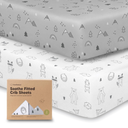 KeaBabies 2-Pack Organic Crib Sheets for Boys, Girls - 52x28 Fitted Crib Mattress Sheet Neutral, Breathable Jersey Cotton Cover for Baby Bed, Toddler Mattress, Soft & Cute Prints (Woodland)