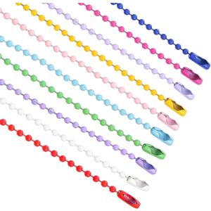 150 PCS Ball Bead Chain Keychain, 4.7 Inch Mixed Color Ball Keychain Dog Tag Chains, Small Metal Beaded Rings with Connector for Key Jewelry Making Hanging Decoration DIY Craft