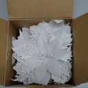 Christmas Poinsettia Artificial Flowers Decorations 5.5" Christmas Tree Wreaths Garland Decoration 12 Pcs Glitter Flowers Picks Decor for Xmas New Year Wedding Party Ornaments (White)