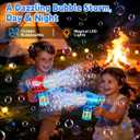 Bubble Gun Machine for Kid & Toddler: 2PCS Bubble Blaster Guns with Bubble Solution Refill & LED Light - Automatic Bubble Blower for Kids 4-8 - Great Party Toys for Outdoor Parties Wedding Birthday
