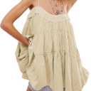 Gacaky Women's Summer Mini Dress Casual Loose Sleeveless Adjustable Straps Swing Mini Dress (Large, Khaki)