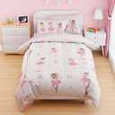 SANDJEST Ballet Duvet Cover Sets Full Size for Kids Girls, Incude 1 Polyester Comforter Cover 80x90 Inches and 2 Pillowcases 20x26 Inches, Comforter Not Included, Gift for Christmas Birthday