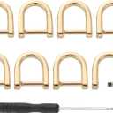 Uxcell D-Rings Screw in Shackle, 8Pcs 0.35 Inch Zinc Alloy Horseshoe U Shape D Ring Buckles for Purse DIY Leather Craft Keychain, Gold