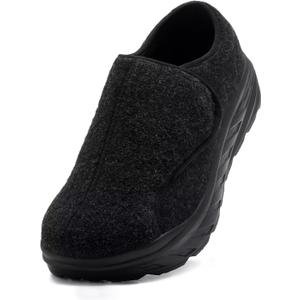 Men's Orthopedic Diabetic Extra Wide Walking Loafers: Lightweight Adjustable Fit Plantar Fasciitis Hammer Toes Tennis Shoes, Comfortable Casual Arch Support Outside Leather Dress Shoes Black Size 9