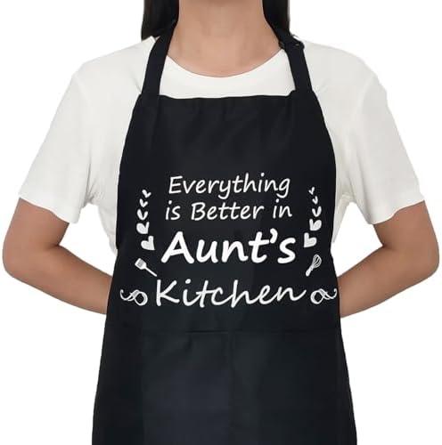 Pack Of 2 HKOMERE Gifts for Aunt,Aunt Birthday Gifts from Niece/Nephew-Cute Apron Gift for Aunt- Thanksgiving Mothers Day Birthday Gifts for Auntie,The Best Aunt Gifts