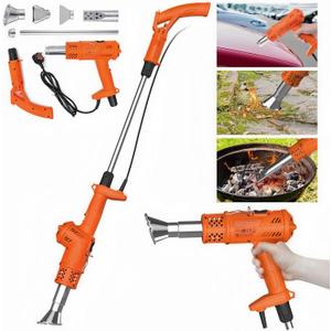 3 in 1 Electric Weed Burner,Electric Thermal Weeding Stick, Garden Weeder Tool with 5 Replacement Nozzles for Flame Weeding,Roofing,Melting Ice (Orange)