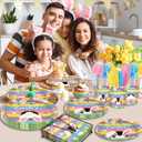 Happy Easter Plates and Napkins Serves 24 , Spring Easter Party Supplies Colorful Bunny Paper Plates and Napkins for Spring Birthday Easter Holiday Baby Shower Party Decorations