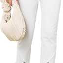 Sidefeel Women's Jeans High Waisted Stretchy Cropped Skinny Jeans Trendy Cross Raw Hem Summer Capri Pants with Pockets (8)