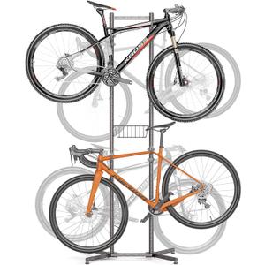CXWXC 2-/4-Bike Storage Rack with Basket - Indoor Bike Rack for Garage/Apartment - Road Mountain and Hybrid Bike Garage & Home