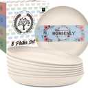 Homienly Wheat Straw Plates 8 PCS Unbreakable Dinner Plates - 10 inch Dishwasher & Microwave Safe Plastic Plates Reusable Lightweight Roud Plates, Plates for Kitchen, Dinner, Outdoor,Picnic (Beige)