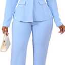 Ophestin Business 2 Piece Pant Suits for Women Dressy Blazer Straight Leg Pantsuit Set Formal Casual Office Work Outfits,medium