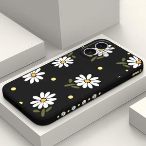 for iPhone 17 Case, Flower Protective Bumper Slim Soft Phone Cover for iPhone 17 6.3 inch, Daisy Black