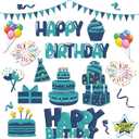 Xuhal 23 Pcs Happy Birthday Ocean Cruise Door Magnets Decorations Funny Carnival Ship Reusable Summer Refrigerator Magnets for Cabin Door Car (25 Pcs,Blue Birthday)