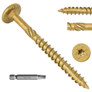 2-7/8 Inch Heavy-Duty Outdoor Wood Screws Assortment Fastener Kit, 50Pcs Star Drive Deck Screws, Rust Resistant Timber Screws for Timber/Log/Landscaping Wood (#14 x 2-7/8" Tan)
