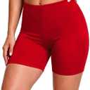 JOYBIK Women's Boyshorts High Waisted Swim Board Shorts Red M (Red, M)