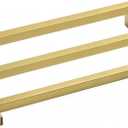 Goldenwarm Brass Kitchen Cabinet Hardware Gold Drawer Pulls 10 Pack - LSJ12GD192 Square Cupboard Bathroom Door Handles Brushed Brass Pulls for Cabinets 7-1/2in Center to Center