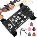 Guitar Chord Presser, Guitar Chord Trainer with Guitar Pick & Capo, Guitar Assistant Practical Teaching Tool Kit for Beginners, Universal Fit for 38/41 Inch Acoustic Guitars (Black)