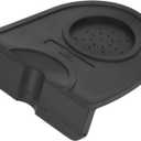 Silicone Espresso Tamp Mat Mini Thicken Silicone Coffee Powder Tamper Support Pad Holder Tamping Corner Mat Kitchen Coffee Tools with Pery Food Silicone(Black)