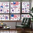 4 x 4th of July Window Clings Patriotic Independence Day Labor Day Window Stickers, USA Stars Veterans Day, Fourth of July Window Decorations for School Home Office Party Supplies