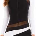 NESY Womens Rash Guard Swimsuit Boyleg Long Sleeve One Piece Bathing Suit UPF 50 Zipper Surfing Wetsuit Athletic Swimwear (Medium)