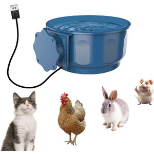 ENJOYING Heated Water Bowl for Cats Indoor, 0.6 L, Thermal Water/Food, Hanging Heated Pet Bowl for Rabbits Chickens Small Dogs Birds, Pet Cage Dish Crate Use, Self-Assembly, Blue