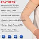 KEKING Lymphedema Compression Arm Sleeves with Silicone Band for Men Women (Pair), 15-20 mmHg Compression Full Arm Support for Lipedema, Edema, Post Surgery Recovery, Swelling, Pain Relief, Beige L