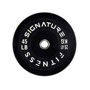 Signature Fitness 2" Olympic Bumper Plate Weight Plates with Steel Hub - 100% Virgin Rubber 45 LB