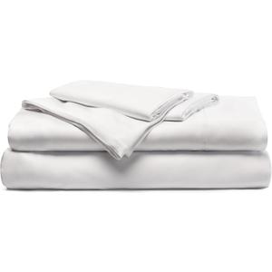 Cariloha Resort 4-Piece Sateen Sheet Set | White | Split King | Cooling Sheets for Hot Sleepers