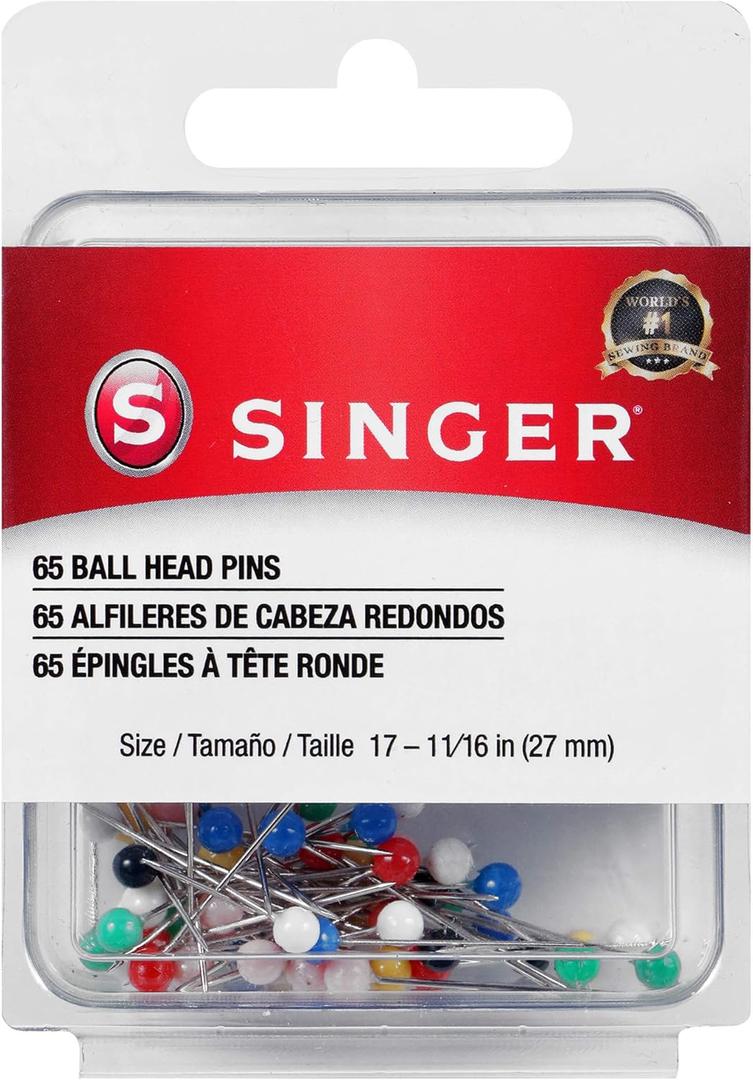 SINGER 00247 Ball Head Straight Pins, Size 17, 65-Count