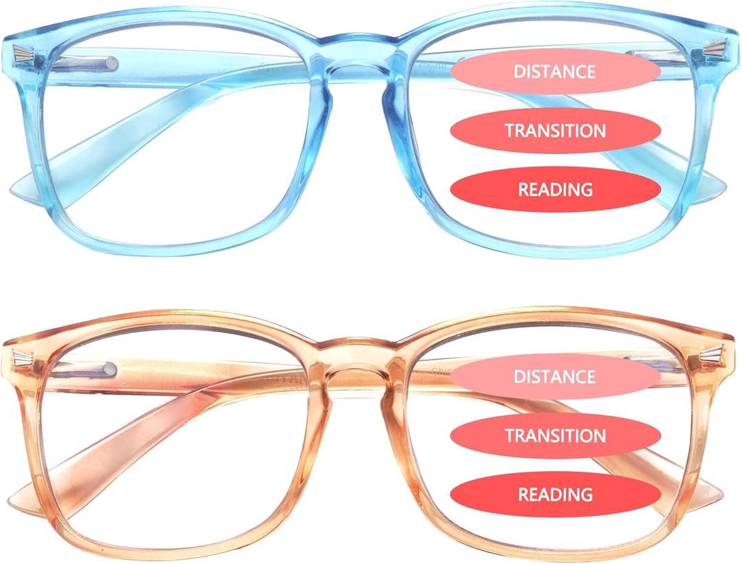 SIGVAN Progressive Multifocal Computer Glasses Women Men Blue Light Blocking Reading Glasses Spring Hinge Readers (2 Mix-2)