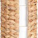 4 Mega Rolls Extra Toilet Paper Storage with Lid and Liner, Water Hyacinth Ratten Toilet Paper Holder Basket Stand, Decorative Boho Covered Enclosed Toilet Tissue Organizer for Bathroom