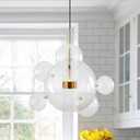 KCO Lighting Modern Globe Bubble Chandelier 6-Light Clear Glass Ball Sputnik Chandelier Pendant Light Mid Century Gold Kitchen Island Pendant Lighting Adjustable Pendant Light (Clear-B)