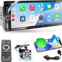 6.9 in Wireless Carplay Single Din Car Stereo, HD IPS Touchscreen Car Radio, Car Stereo with Bluetooth 5.0,Mirror Link,FM,EQ,USB/Type-C,MIC, Weatherproof Night Version Backup Camera, Android Auto