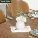 Nztze Artificial Flowers with Ceramic Vase, 2 PCS Fake Plants Combination of Six White Roses and Greenery, Small Plant Potted for Offices, Indoor, Bookshelf, Bedroom, Living Room, Wedding Decorations