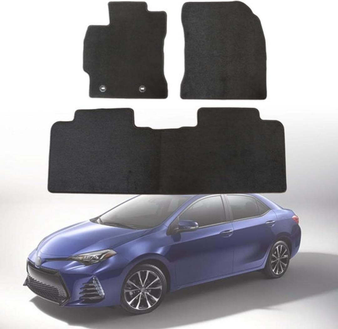 GXARTS Fit for Toyota Corolla 2014-2019 Floor Mats Replacement, 3PC Black Velour Carpet Front & Rear Car Floor Liners