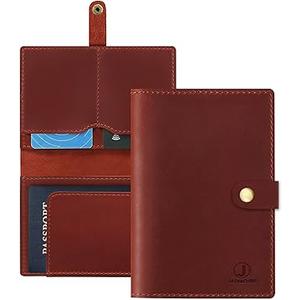 Jack&Chris Genuine Leather Passport Holder For Travel, RFID Blocking Handmade Passport Holder with Card Case Organized & Safe, Quality Travel Essentials for Women and Men for Gifting, Red Jack&Chris Genuine Leather Passport Holder For Travel, RFID Blocking Handmade Passport Holder with Card Case Organized & Safe, Quality Travel Essentials for Women and Men for Gifting, Red