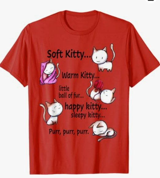 Soft Kitty Warm Kitty Little Ball Of Fur Happy Kitty Sleepy T-Shirt, pink, M