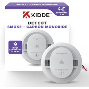 Kidde Smoke and Carbon Monoxide Detector, Hardwired with AA Battery Backup, LED Status Lights, Interconnected, 85 dB Alarm, 5 inches (1 Pack)