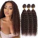 Curly Wave Human Hair Bundles 18 20 22 Inch #4 Chocolate Brown Bundles Human Hair 12A Unprocessed Native Virgin Hair 100/PC 3 Extensions Wet and Wavy Weave for Women