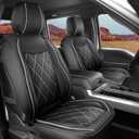 yotruth Seat Covers for 2009-2025 Ford F150 SuperCrew & 2017-2024 F250/F350/F450 Super Duty Crew Cab with Waterproof Faux Leather 2 Front seat (Black-Gray)