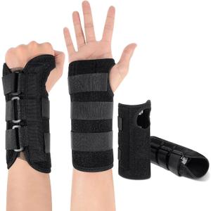 SATINIOR 2 Pack Carpal Tunnel Wrist Brace Night Wrist Sleep Support with Metal Splint Adjustable Compression Strap for Women Men Tendinitis Sports Sprained Pain Relief(Right and Left Hand,Black)