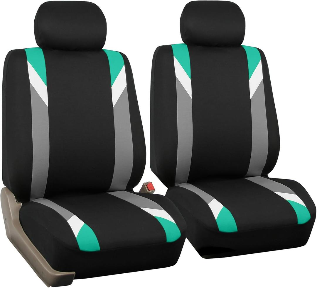 FH Group Front Set Cloth Car Seat Covers for Low Back Car Seats with Removable Headrest, Universal Fit, Airbag Compatible, Seat Cover for SUV, Sedan, Van, Mint