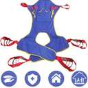 Full Body Patient Lift Sling, Head and Back Support, Toileting Transfer Slings, Split Legs with Commode Opening, 5 Handles, 6 Straps, Lifting Sling Medium Compatible with Various of Lifts