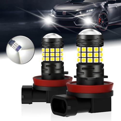 NHHEO H11/H8/H16 LED Light Bulbs H9 6500K Xenon White 42SMD 3030 Chips Fog Lamps/DRL, 360-degree Super Bright Plug-N-Play Halogen Replacement(2Pcs)