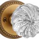 1 Pack Crystal Door Knobs Anti,que Brass Door Knob Passage Door Knobs, Glass Interior Door Knob for Hall and Closet