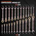 HORUSDY 24-Piece Flex-Head Ratcheting Wrench Set | Metric and SAE | Ratchet Combination Wrenches Set with Organizer | 72-Teeth | Chrome Vanadium Steel | 8-19 mm & 1/4 to 7/8